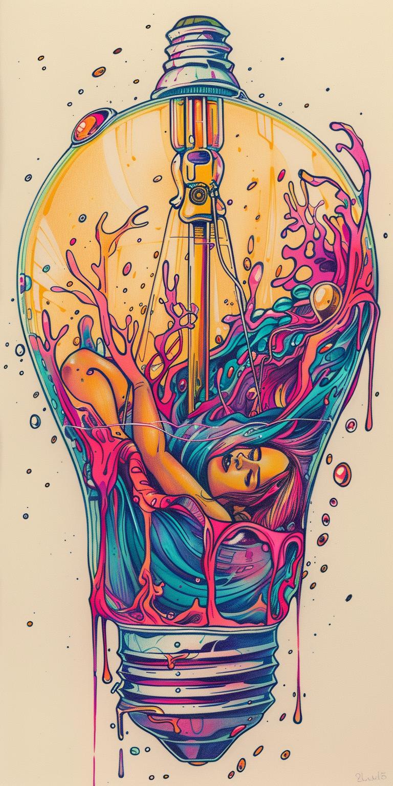 lightbulb  liquid  drowning  woman  bubbles  drawing  surreal  dark  conceptual  artistic 940626