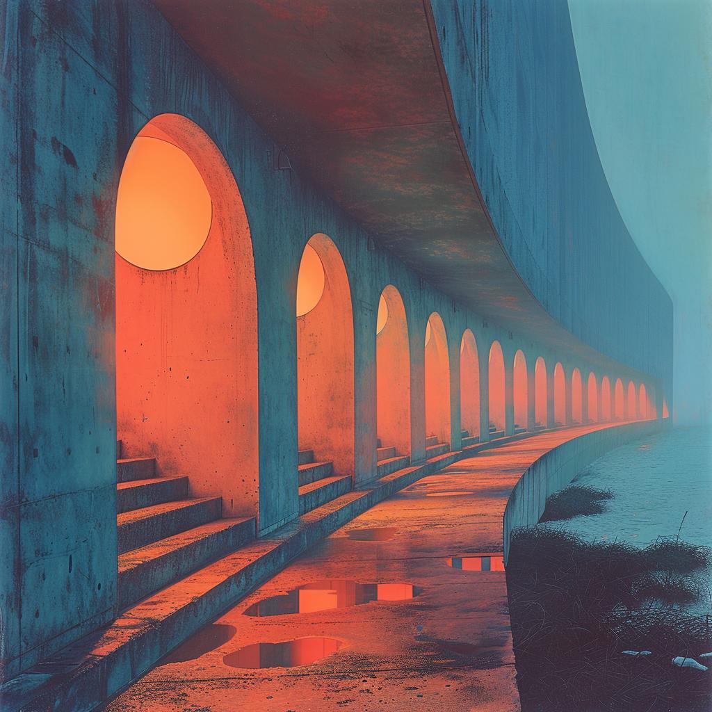 lighting  blue  orange  double  exposure  surreal  glow  bridge  arches  water 1030649