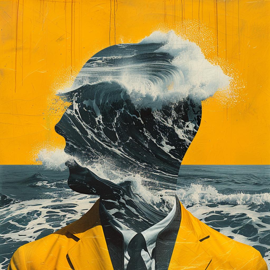 surreal  album  cover  hyper-realistic  screenprinting  man  yellow  suit  creative  art 960525