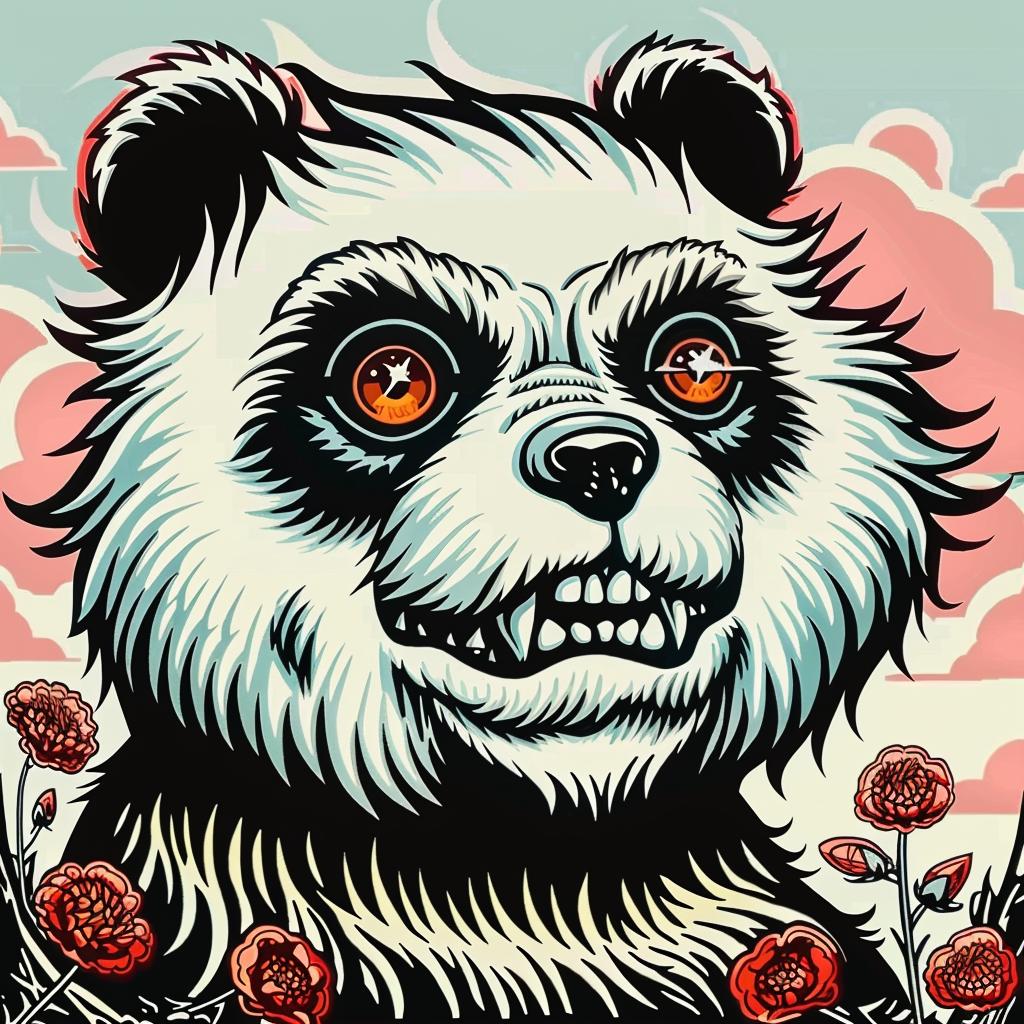 panda  bear  poster  background  art  colorful  illustration  whimsical  nature  playful 1032861