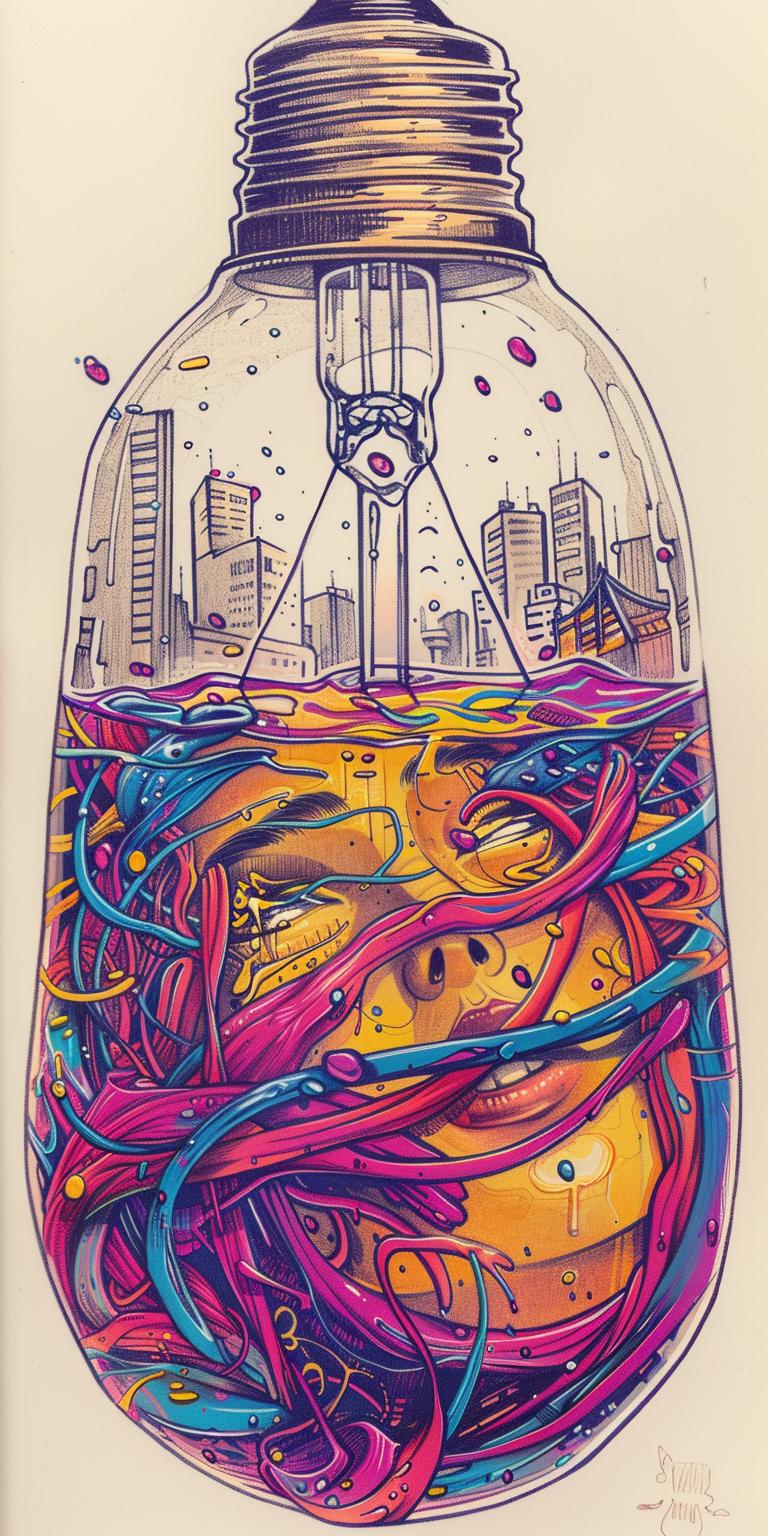 lightbulb  liquid  drowning  jar  city  drawing  surreal  artistic  conceptual  modern 940619