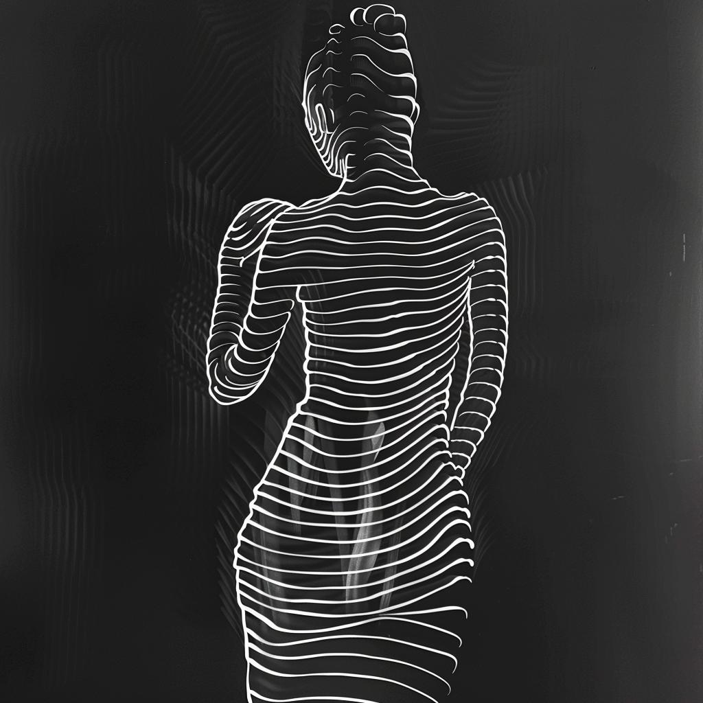 woman  full-body  black  white  contrast  fine-art  contour  op-art  laser  cutout 953955