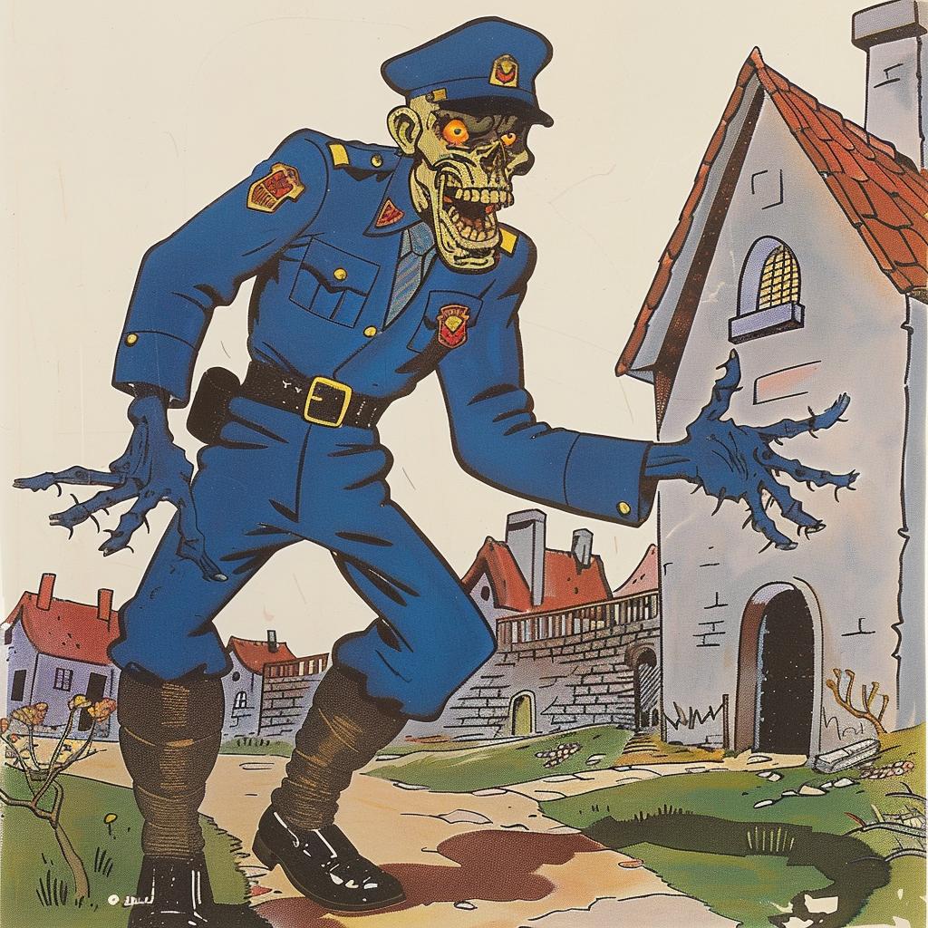 zombie  police  officer  comic  art  horror  illustration  character  creepy  parody 943263