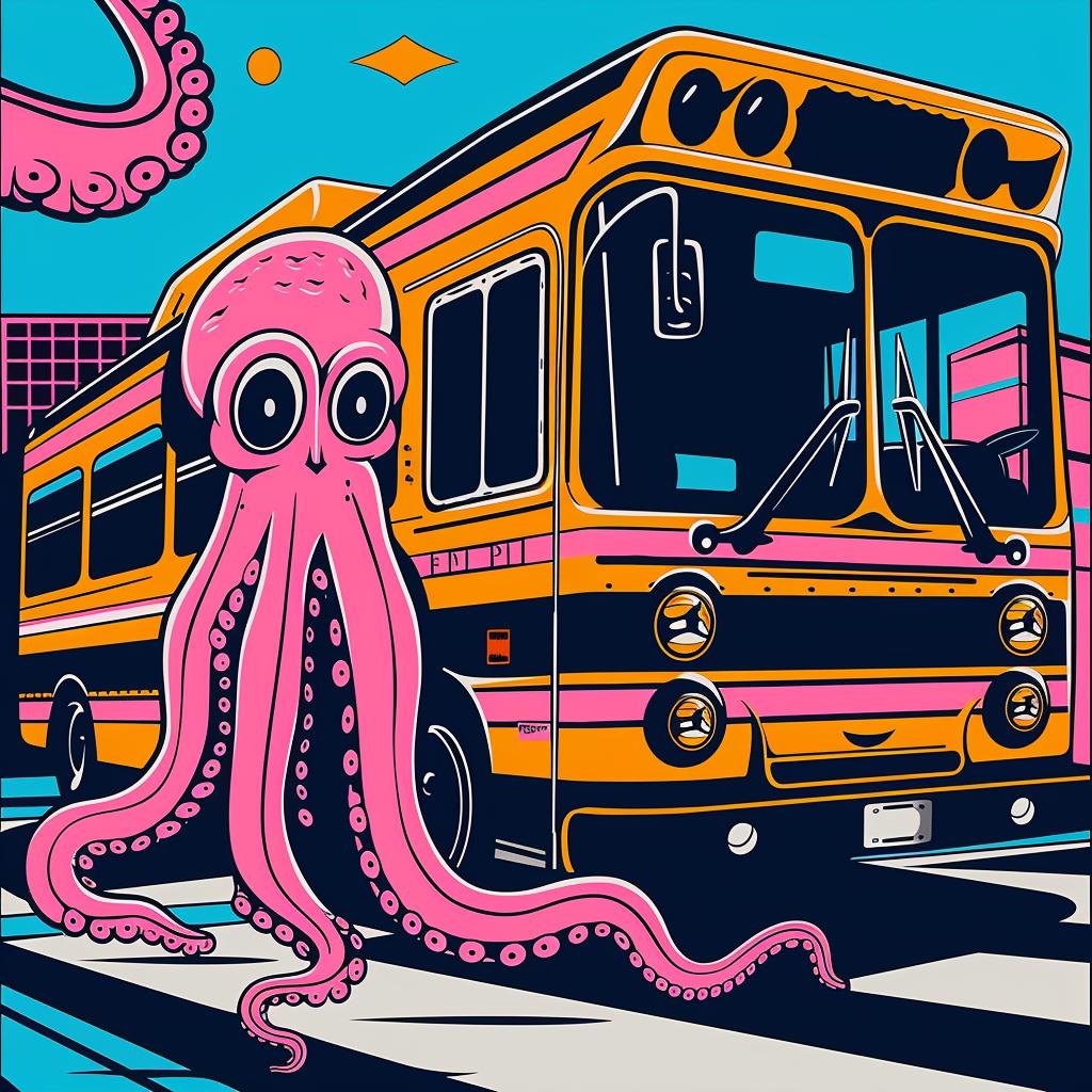 octopus  bus  street  transition  humorous  marine  urban  colorful  whimsical  playful 939989