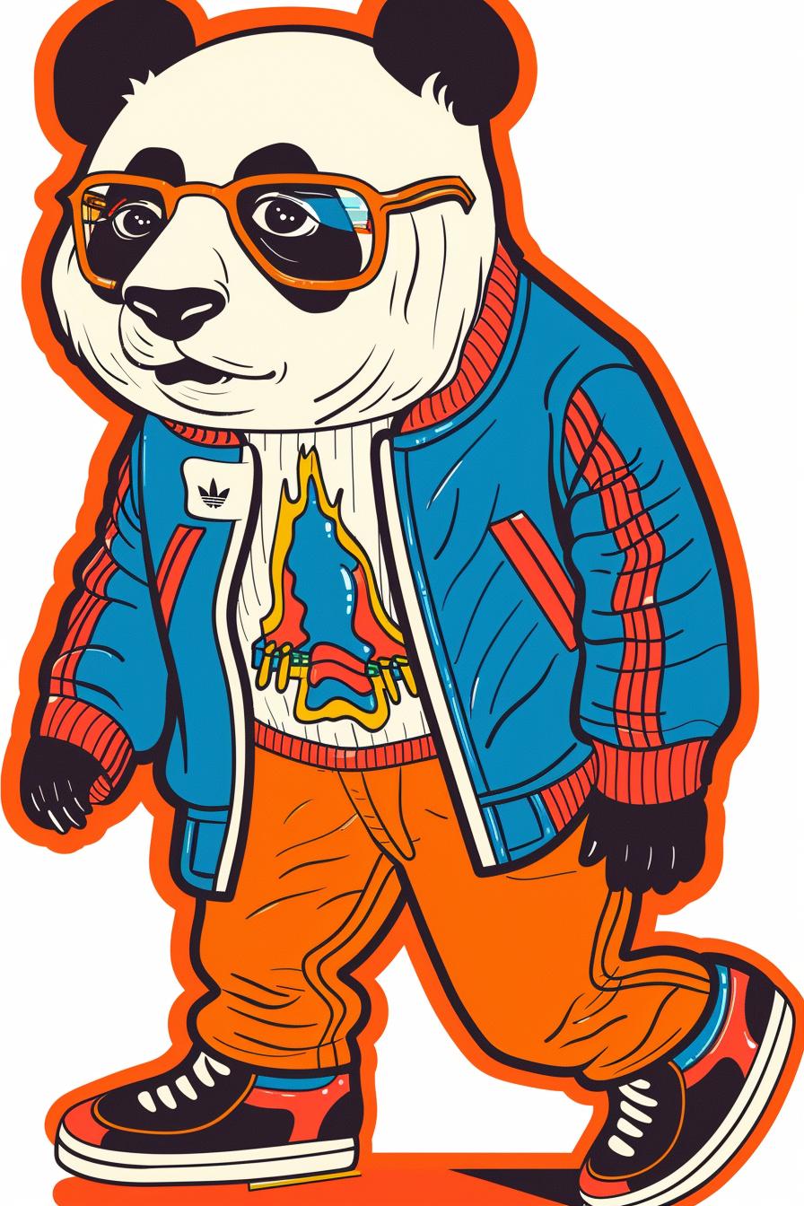 panda  sunglasses  jacket  cartoon  streetwear  dynamic  walking  pose  stylized  cool 938811
