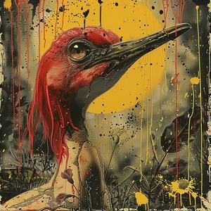 bird  red  yellow  painting  chromolithography  art  colorful  nature  vivid  details 1057688