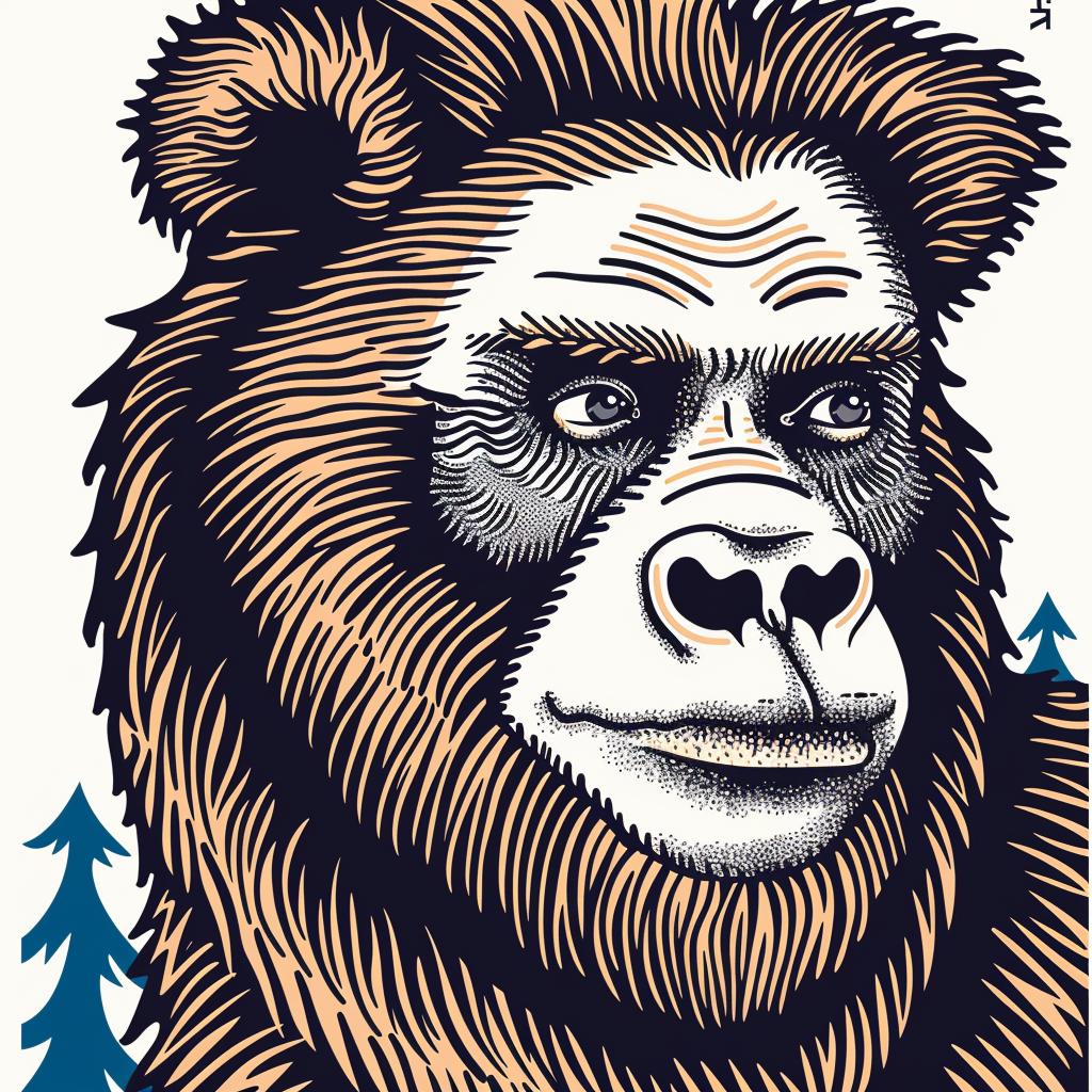 bear  forest  background  nature  wildlife  illustration  art  tree  green  stylized 962493
