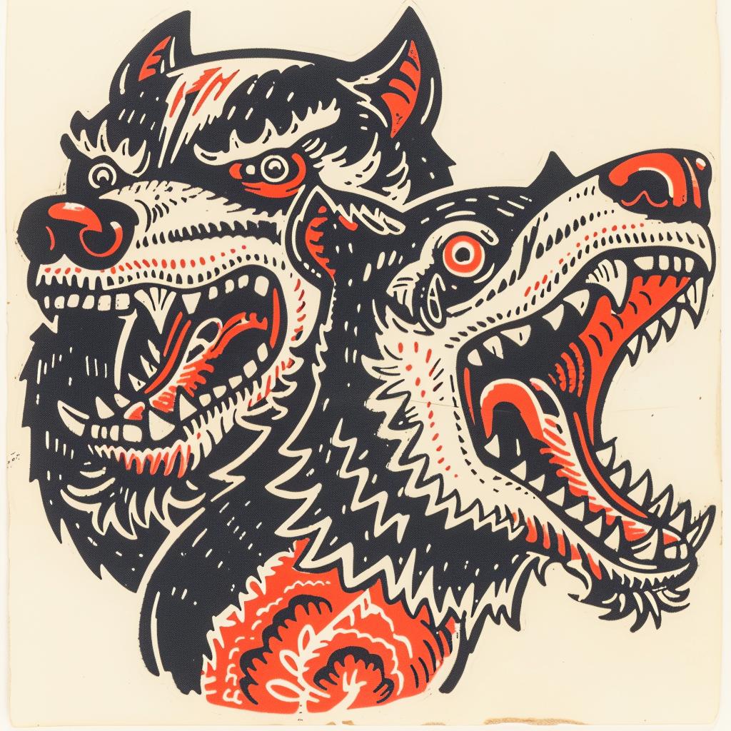 mythical  creature  hybrid  wolves  woodcut  terrifying  art  style  animals  Nychos 931496