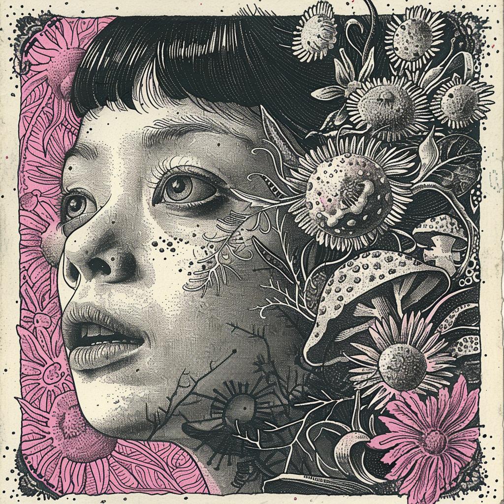 dada  surreal  Ukiyo-e  Japan  flowerpunk  drawing  Risograph  Symbolist  hyper-realistic  pointillism 916195