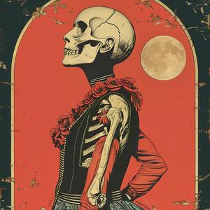 poster  skeleton  dress  moon  background  chromolithography  art  illustration  graphic  design 1050760