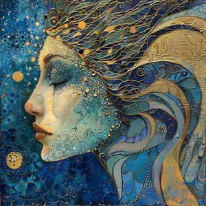 woman  gold  hair  stars  fantasy  surreal  mystical  artwork  dreamlike  vivid 1077190