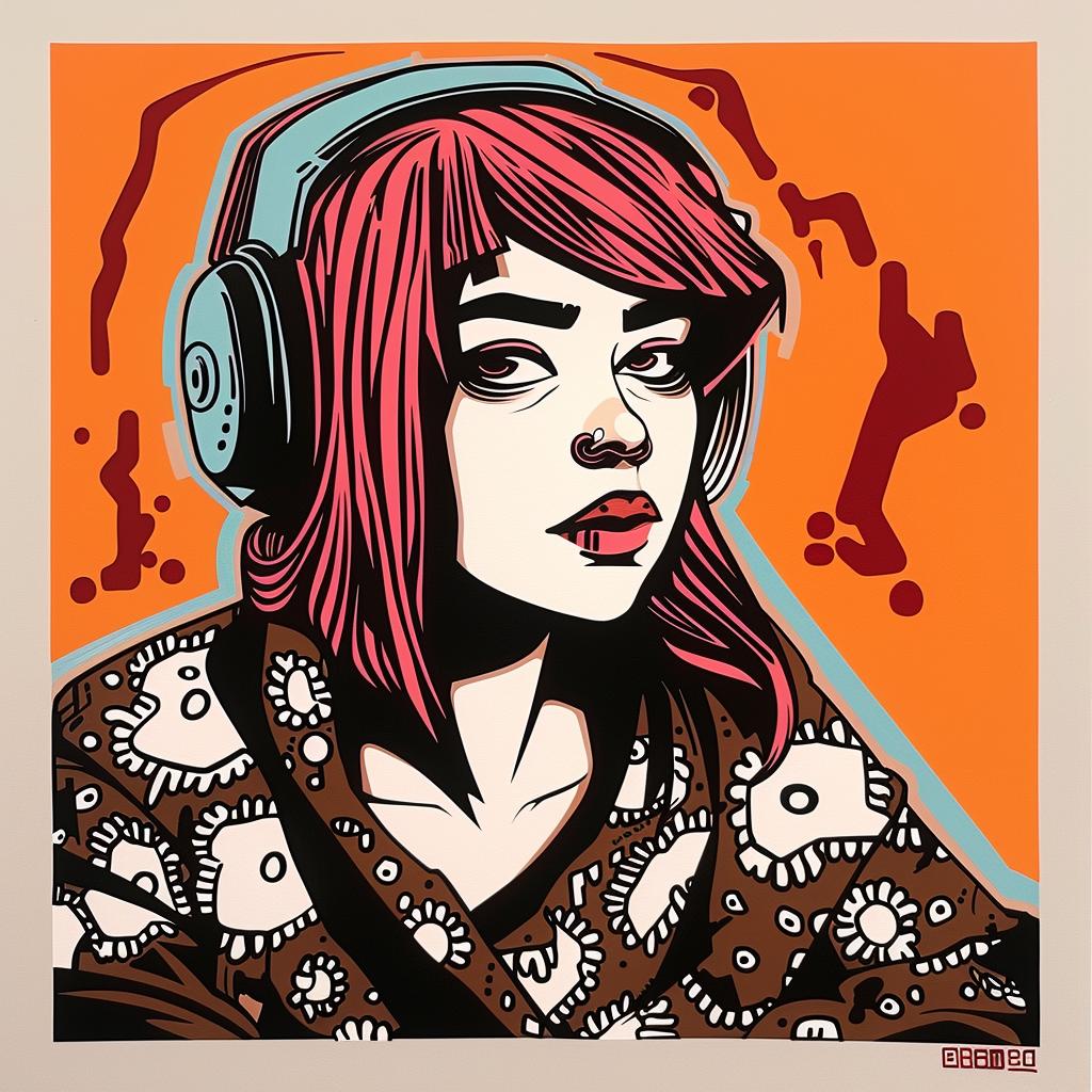 girl  headphones  orange  background  music  style  portrait  modern  youth  culture 1022999