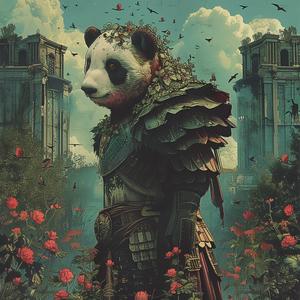 panda  armor  flowers  painting  chromolithography  art  wildlife  fantasy  guard  nature 1057093