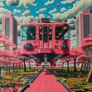 minimal  chromolithography  train  city  red  transport  urban  simple  industrial  artwork 1037678