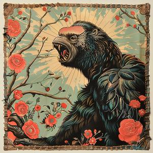 gorilla  flowers  painting  chromolithography  vibrant  colorful  botanical  wildlife  artistry  nature 1050273