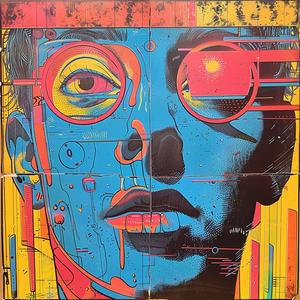 surreal  album  cover  Todd  White  Risograph  symbolism  hyper-realistic  screenprinting  mural 1079229