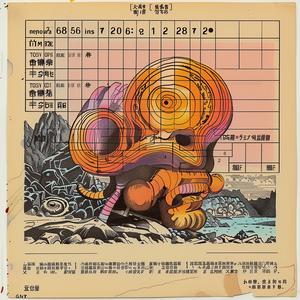 poster  creature  orange  yellow  art  design  illustration  Japanese  vibrant  fantasy 1036770