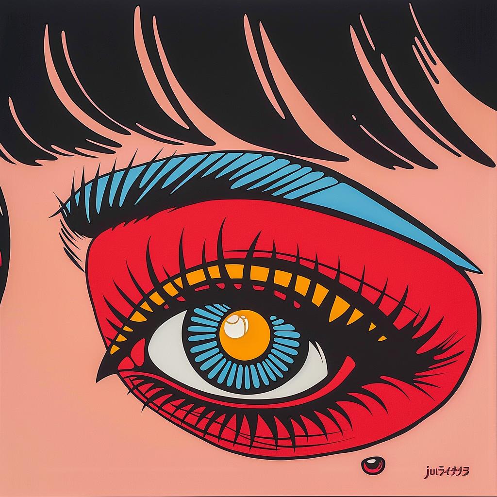 Japanese  horror  film  poster  Junji  Ito  eye  red  blue  painting 1022073