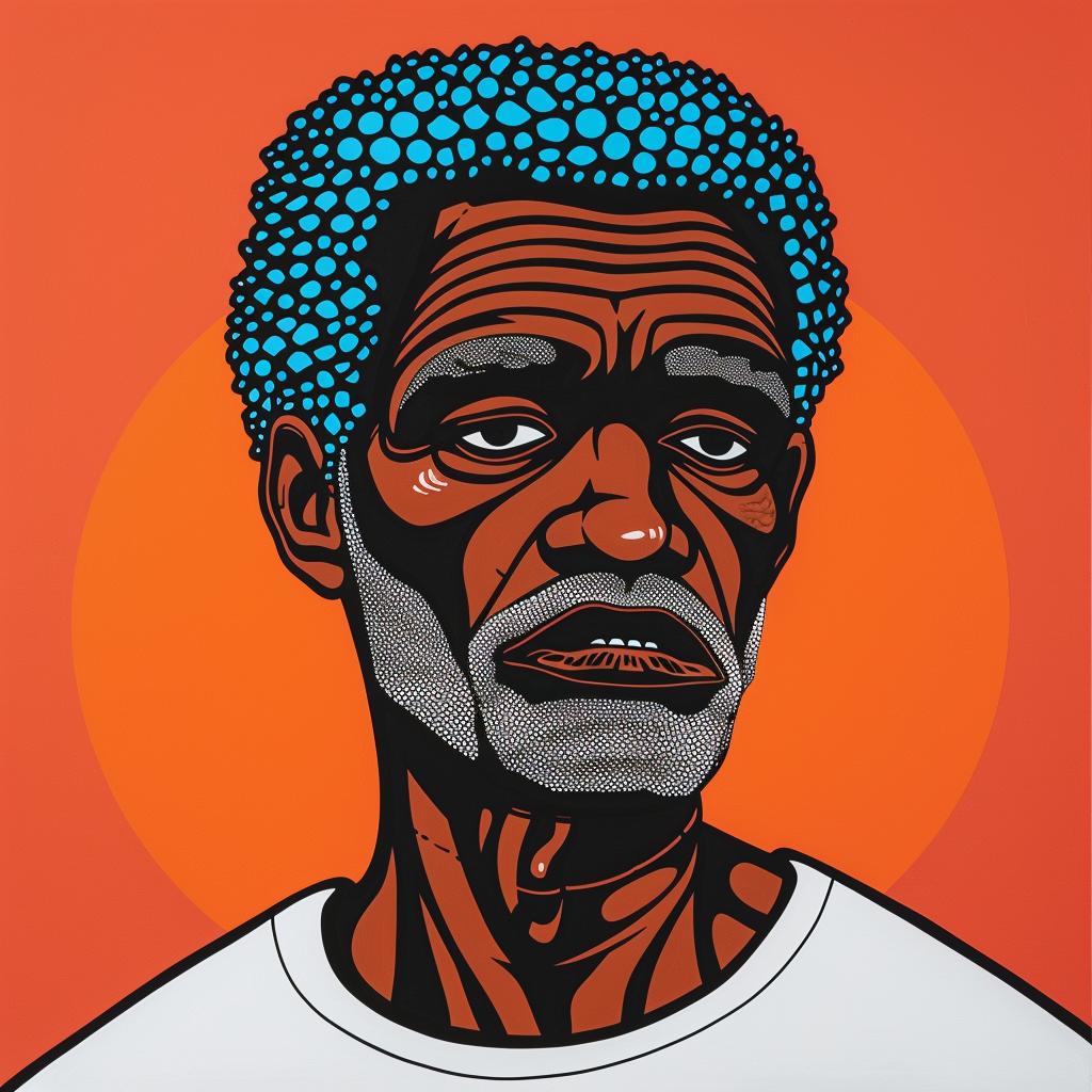 man  elderly  portrait  blue  hair  painting  african-american  expression  cultural  age 1024243