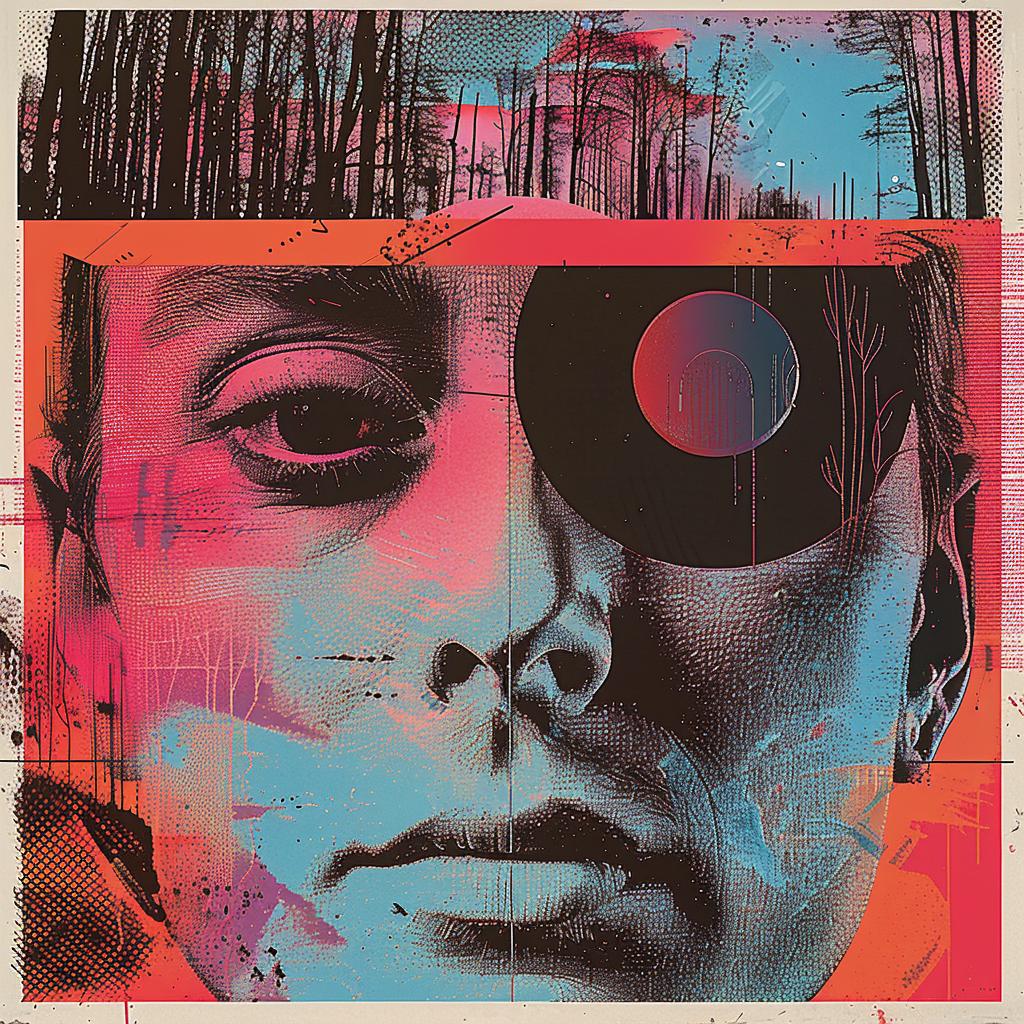 abstract  digital  cover  pop  art  cyberpunk  portraits  sky-blue  magenta  silkscreening 1026631