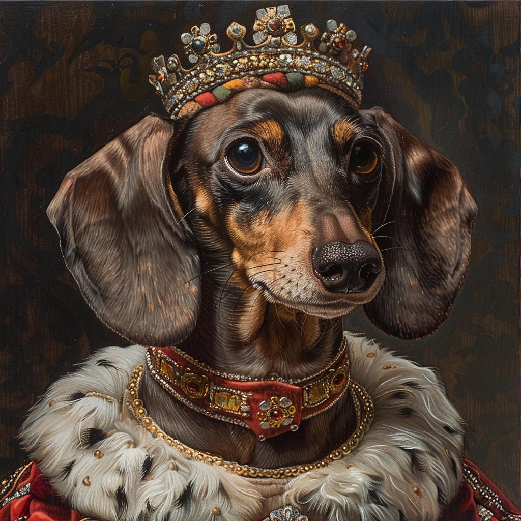 portrait  painting  dachshund  royal  gouache  detailed  animal  unique  custom  art 953699