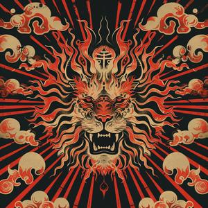 lion  fire  flames  clouds  black  symmetrical  occult  tattoo  minimal  design 1078800
