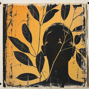 painting  leaves  face  black  ochre  color  abstract  artwork  nature  expression 1061220