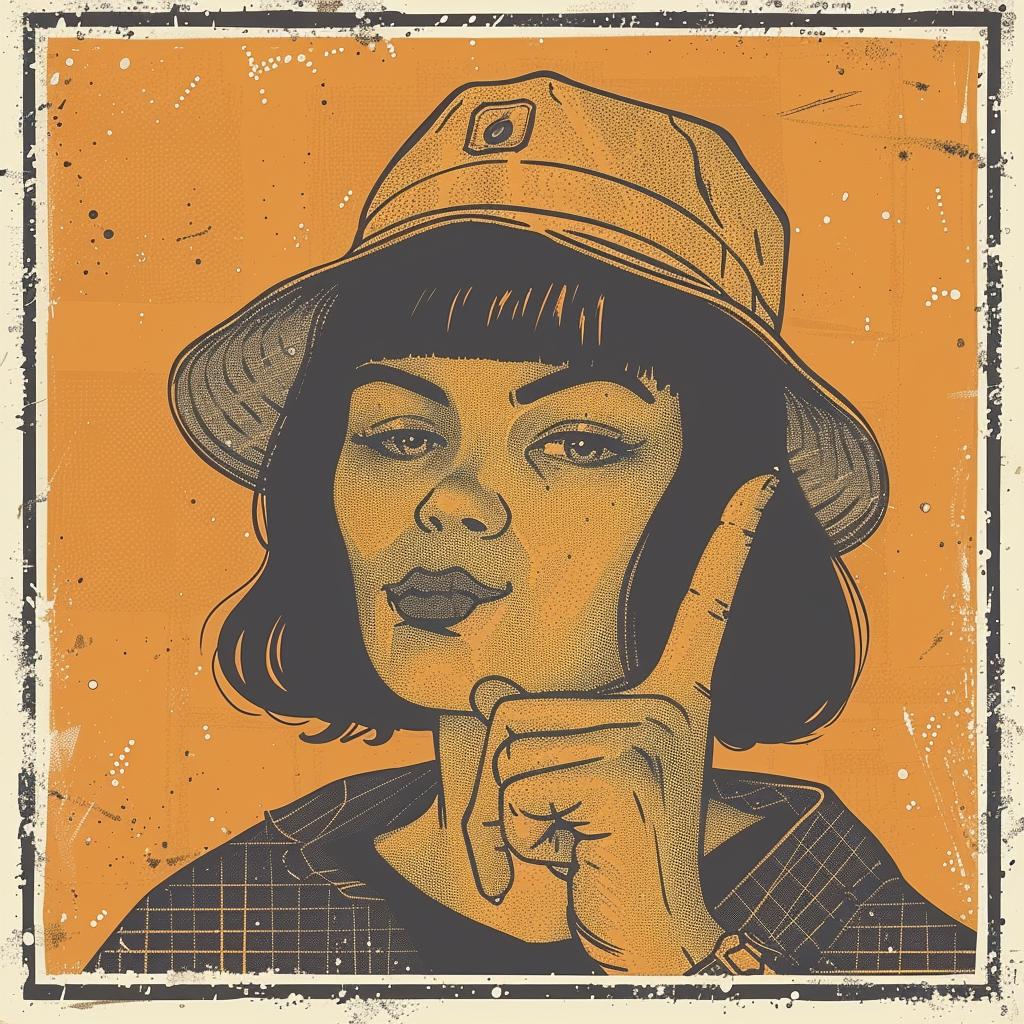 woman  bucket  hat  finger  provocative  art  poster  attitude  style  graphics 928568