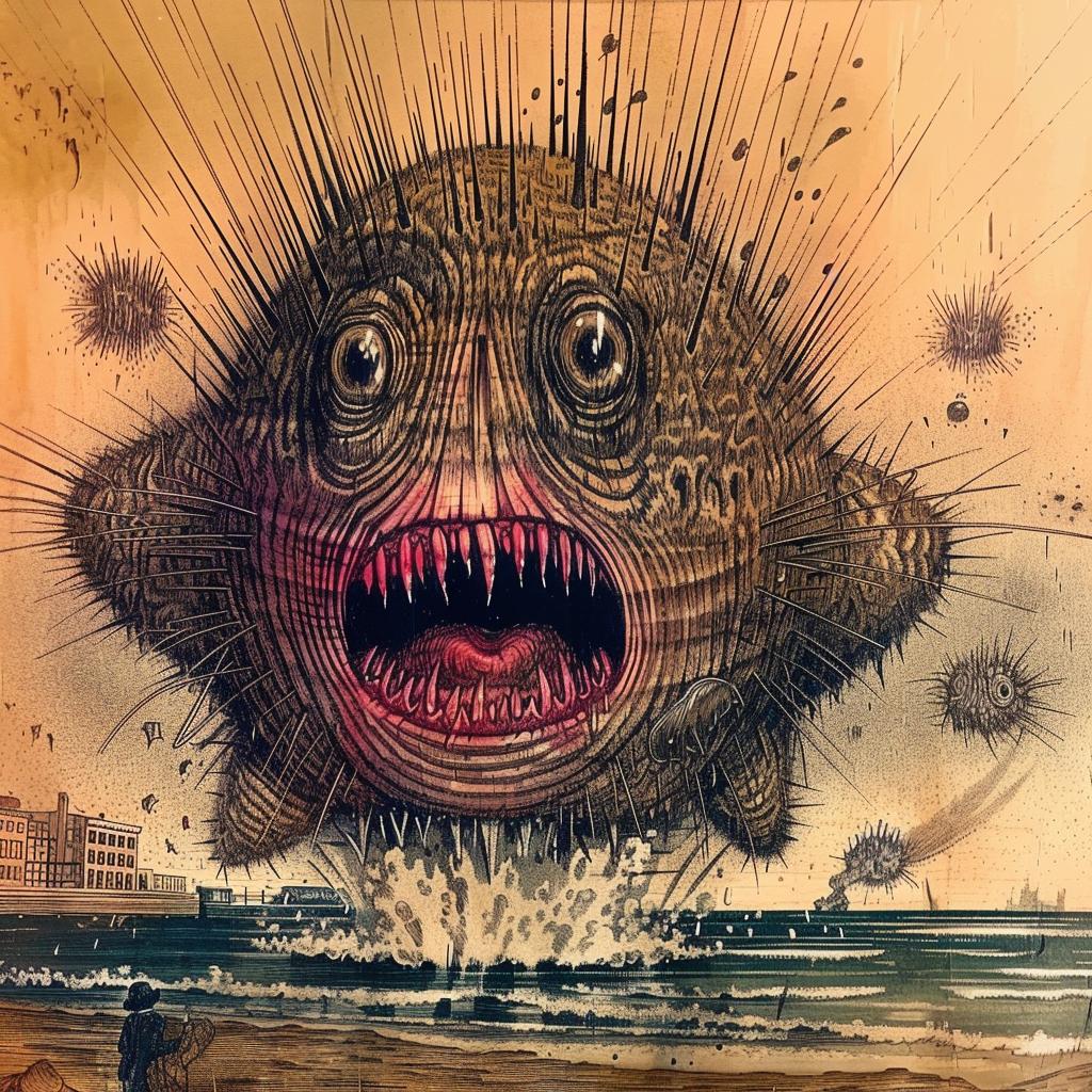 drawing  fish  monster  horror  creepy  1917  cartoonish  whimsical  grotesque  vivid 947438