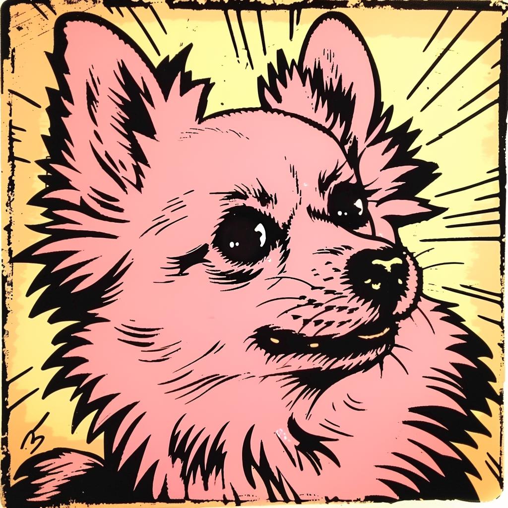 dog  pomeranian  pink  background  cute  art  pet  portrait  illustration  design 942375