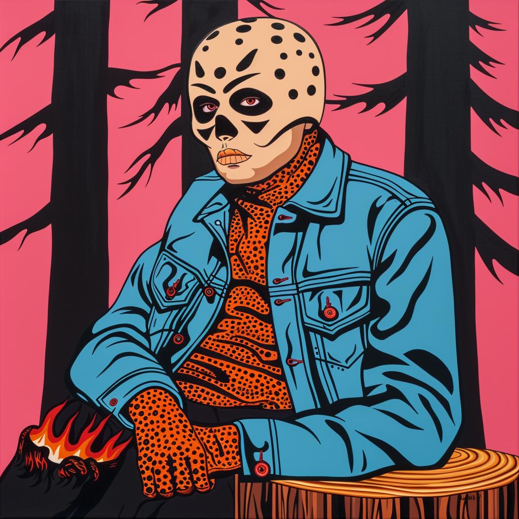 Jason  Voorhees  mask  painting  log  horror  graphic  character  dark  scene 972992