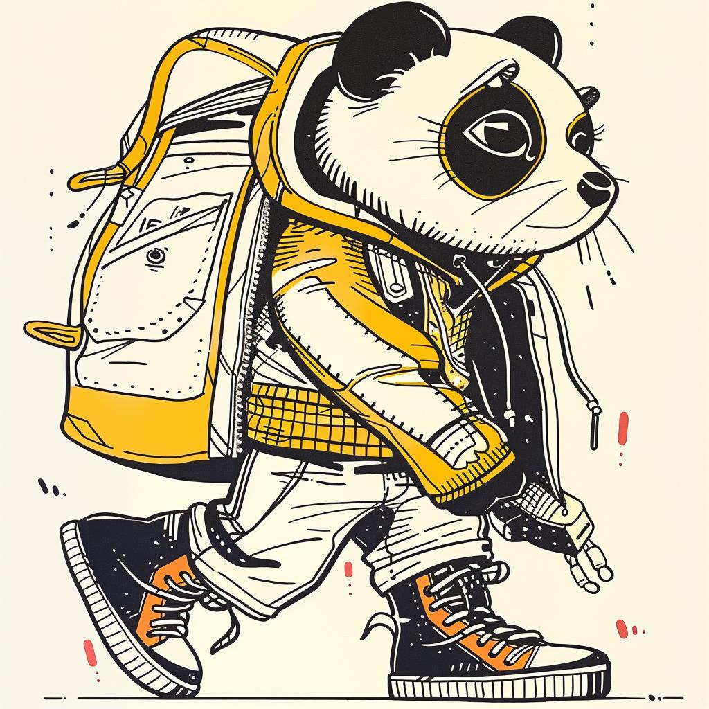 panda  streetwear  kawaii  dynamic  urban  fashion  backpack  sneakers  stylish  modern 938729