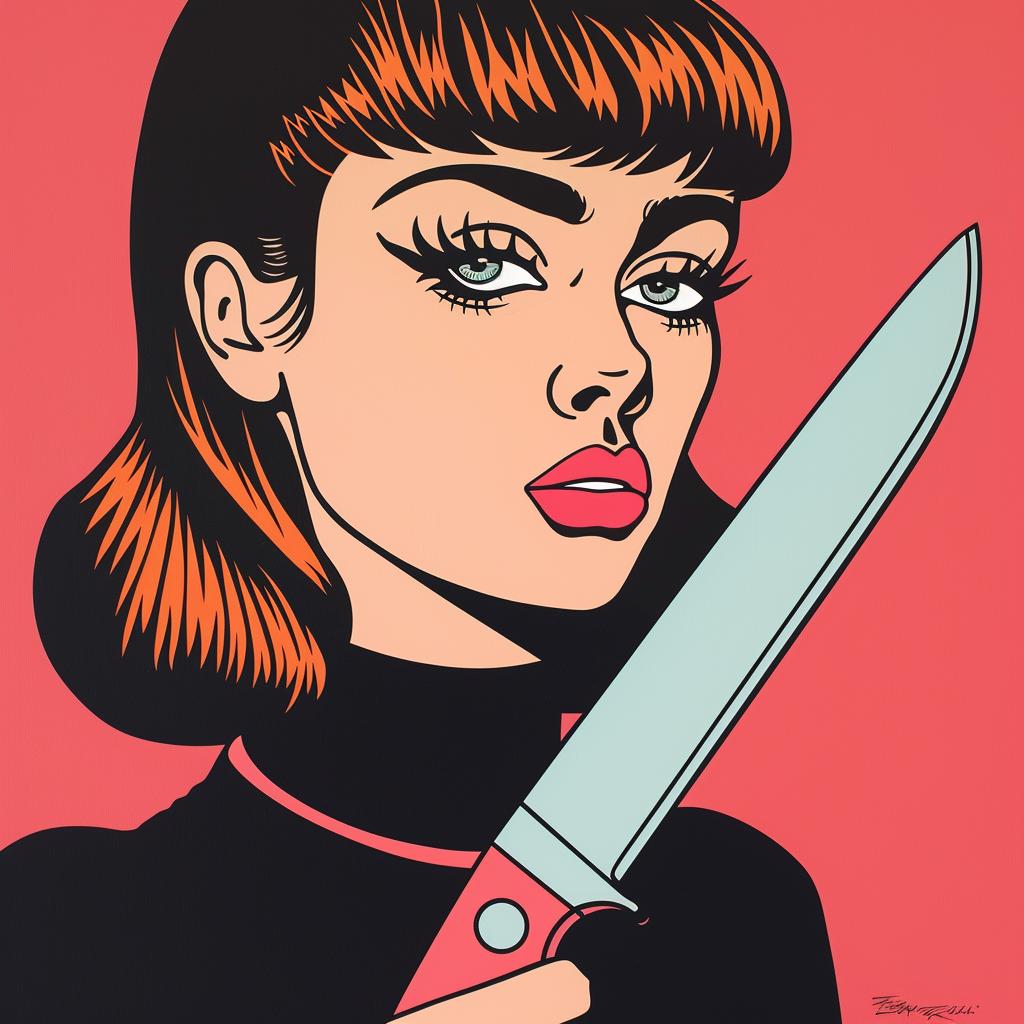 woman  knife  popart  illustration  graphic  bold  colorful  portrait  artistic  expression 943739