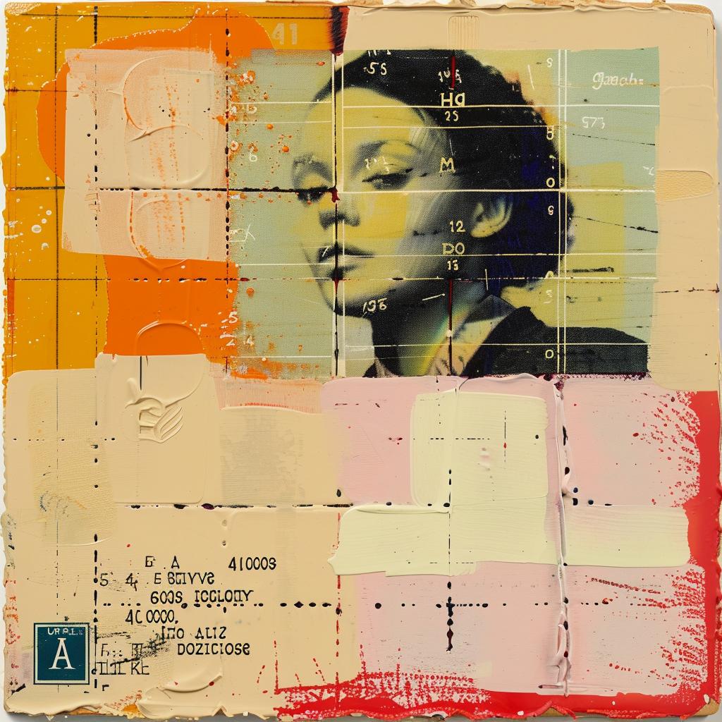 encaustic  collage  woman  face  impasto  palette  colorful  artwork  abstract  expression 1015411