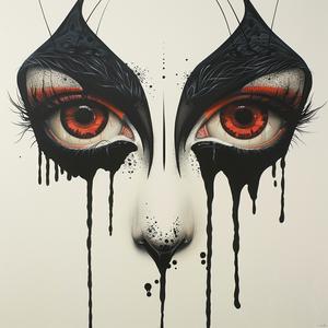 DADA  art  woman  red  eyes  dripping  paint  expression  dramatic  creative 1072953