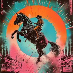 chromolithography  cowboy  rodeo  silhouette  vintage  artistic  action  dynamic  poster  western 1039443