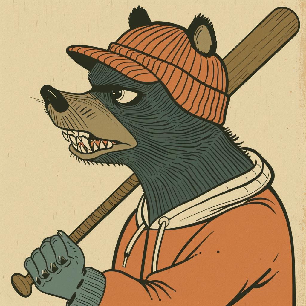 bear  baseball  cap  bat  aggressive  urban  hip-hop  cartoon  simple  streetwear 959534