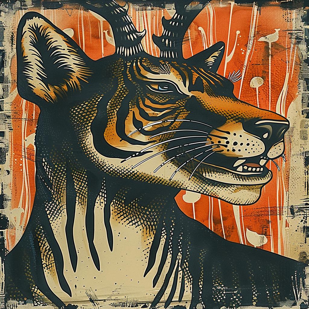 tiger  poster  horns  animal  surreal  artwork  graphic  nature  vivid  imagery 949906