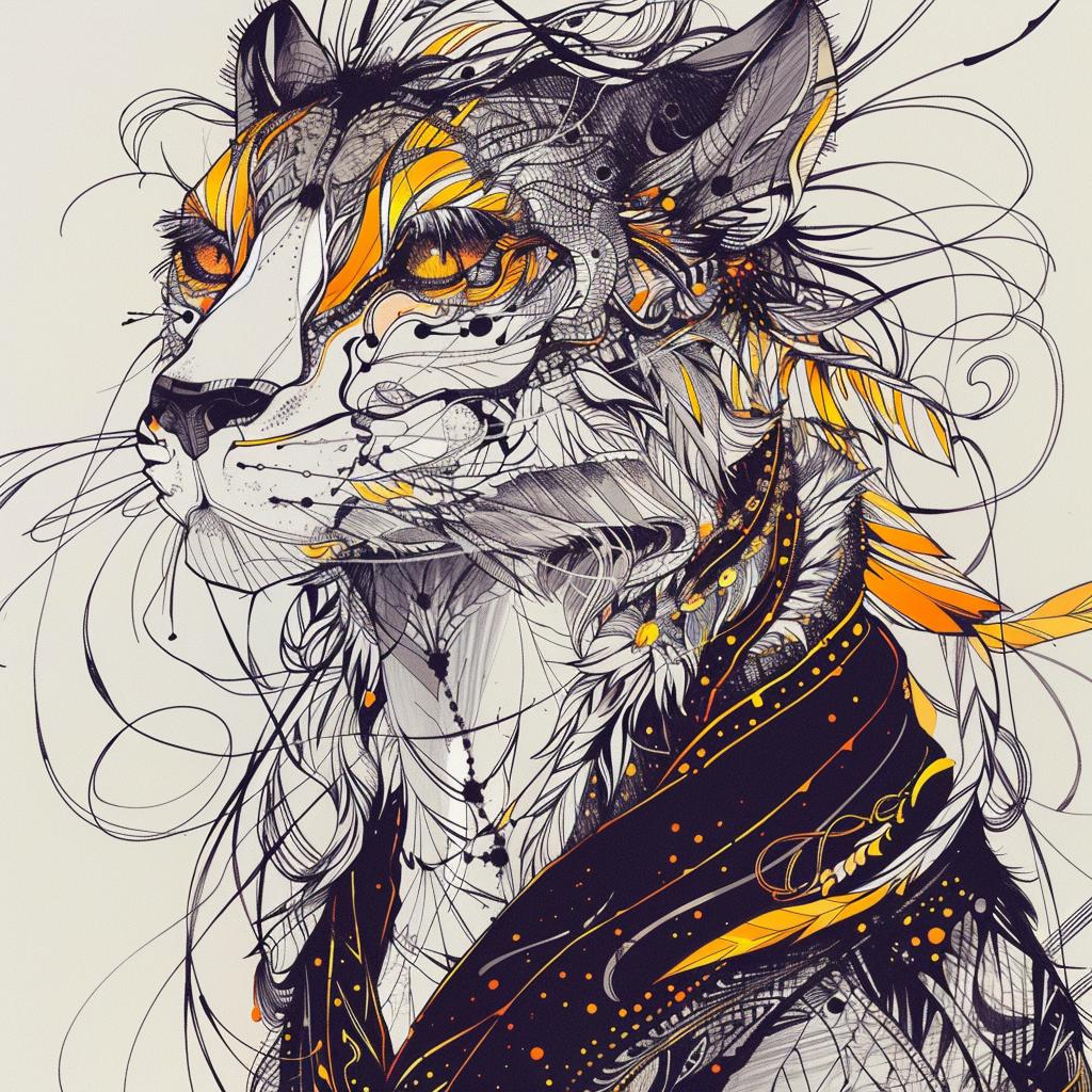mythical  creature  hybrid  cat  feathers  unique  fantastical  animals  drawing  essence 953073