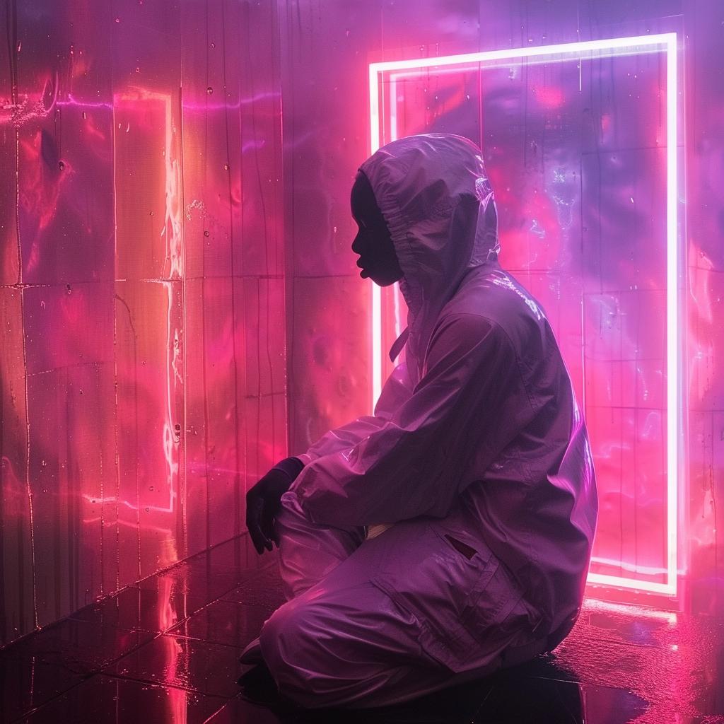 surreal  neon  suit  sitting  floor  creative  album  cover  art  colorful 976699