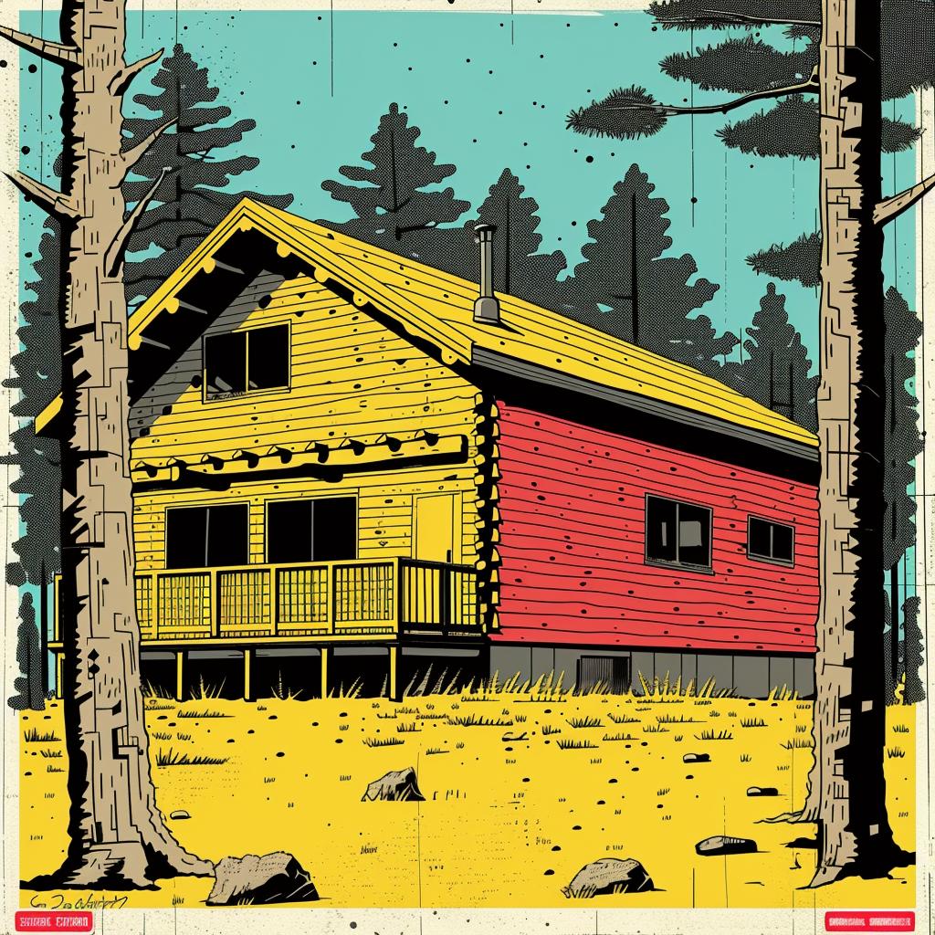 cabin  woods  animated  folk  vibrant  illustration  sinuous  colors  beautiful  poster 944846