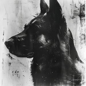 صورة كلب الراعي الألماني بالأبيض والأسود، رسم سايبرجوثي، رسم وارهول، تظليل الشاشة الحريرية، أسلوب فني 1071713