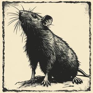thief  rat  woodcut  2D  flat  art  minimalist  outlined  centered  white 1077265