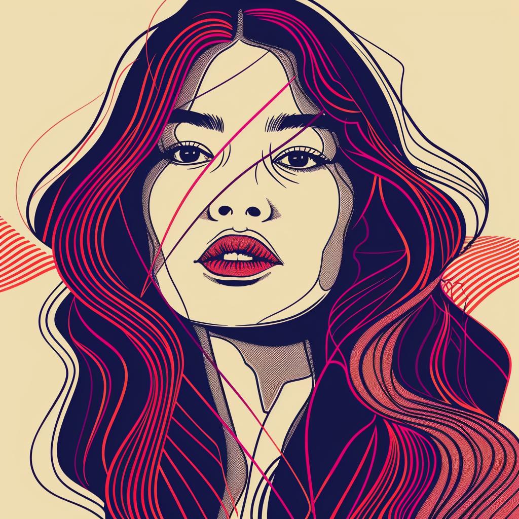 Pop  Art  Woman  Asian  LongHair  RedLips  Female  Portrait  Minimalistic  Modern 937146