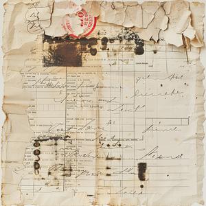 vintage  receipt  handwritten  stamp  damaged  financial  transactions  aged  authentic  document 1075128