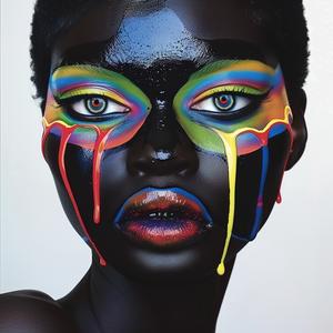 Pop  Art  African-American  model  eyes  makeup  Troy  Brooks  colorful  face 1074313
