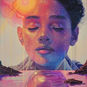 woman  painting  sun  background  emotional  eyes  closed  colors  abstract  expressive 1060299