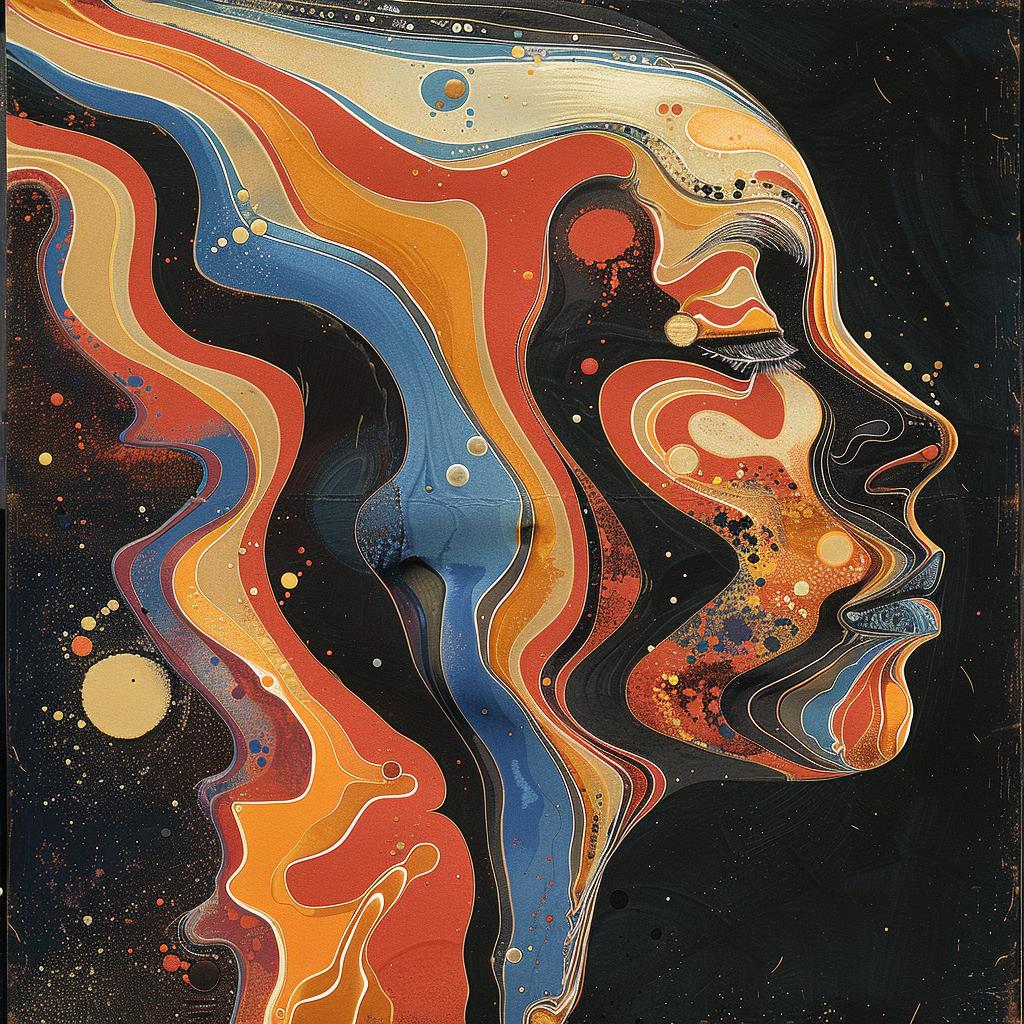 surreal  album  cover  hyper-realistic  screenprinting  woman  colorful  swirl  design  art 960579