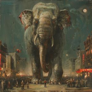 absurd  circus  ShaunTan  elephant  city  painting  urban  fantasy  art  chaos 1075525