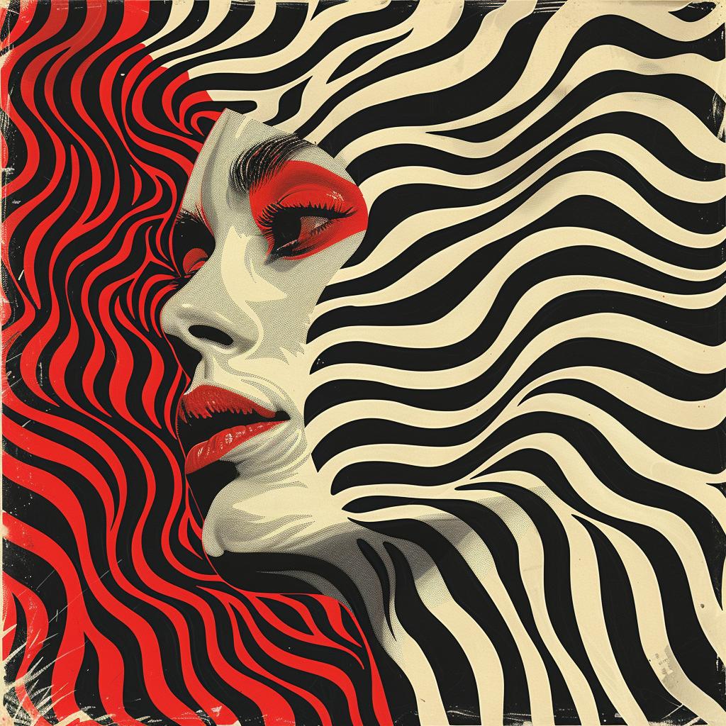 album  cover  red  cream  collage  vector  svg  zebra  stripes  woman 918200